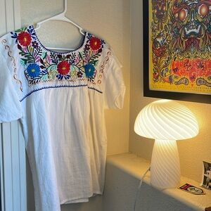 Vintage Mexican embroidery gauze shirt